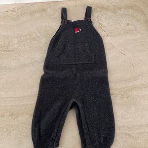 Christmas Janie and Jack Charcoal Gray Bodysuit with Red Santa hat